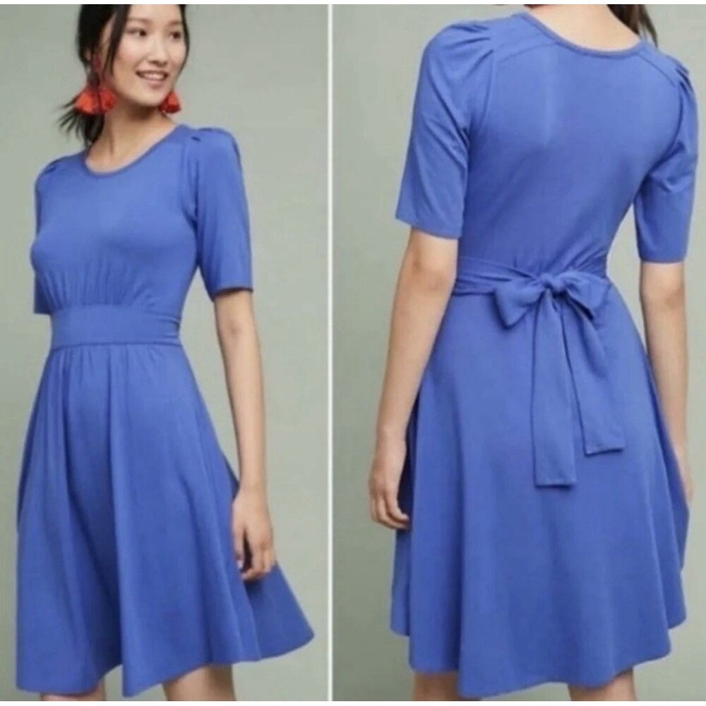 Anthropologie Maeve Valencia Dress Vibrant Blue Size Large Petite